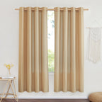 Nicetown Linen Flax Semi Sheer Curtains 72' Length, Grommet Top Bedroom Window Treatments Privacy With Light Filtering Vertical Drapes For Loft/Bedroom, Burlap, W55 X L72, 2 Panels