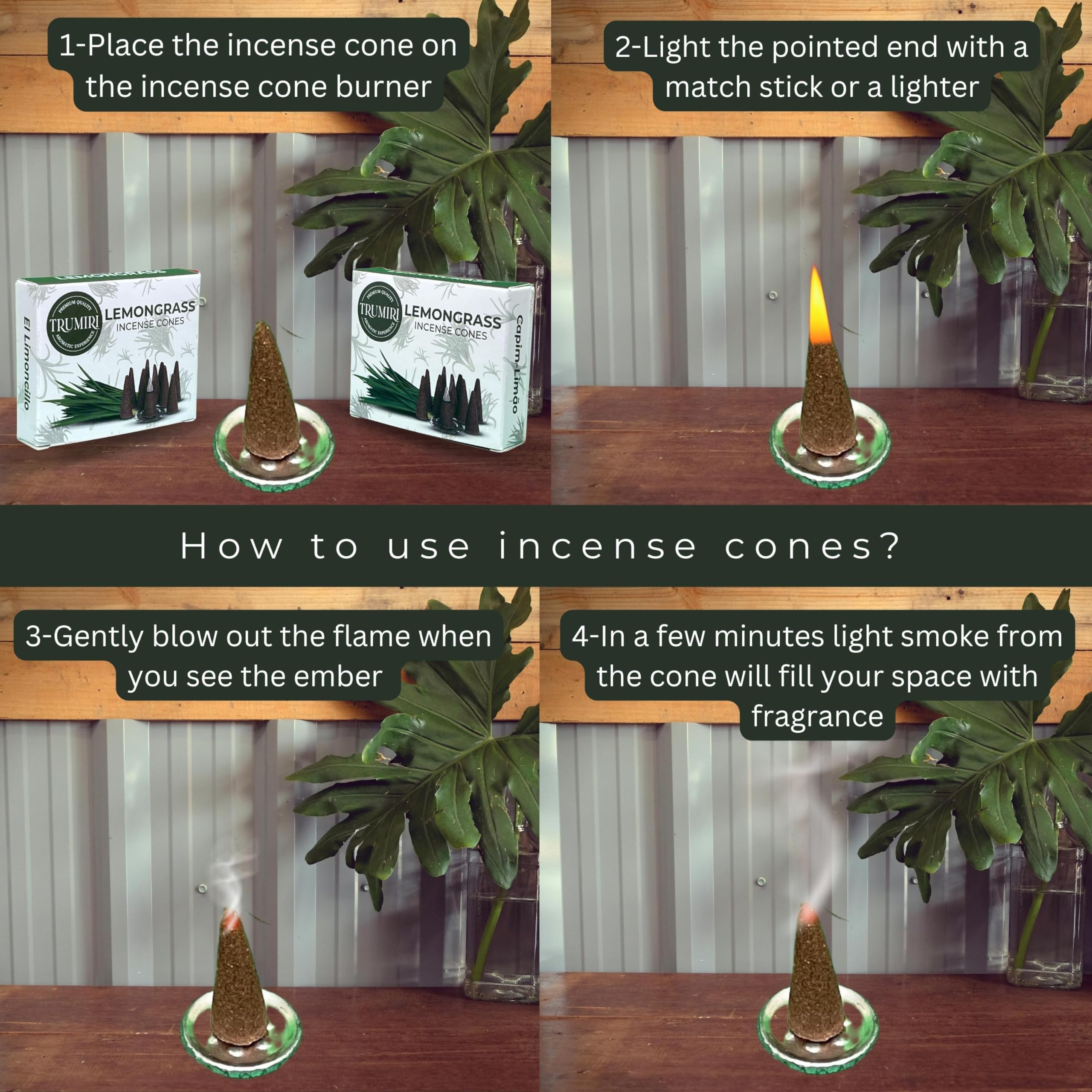 Lemongrass Incense Cones - Total 20 Cone Incense - Dual Pack Of 10 Insence Cones - Incense Cones Scented - Cone Incense Scents -