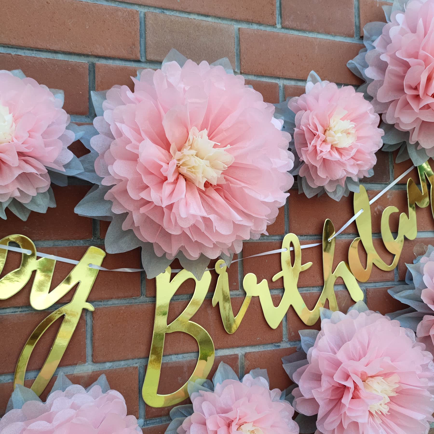 Mybbshower Paper Flower Decorations For Wall Backdrop Girld Nursery Wall Decor Wedding Bridal Shower Rooms Pink Grey Sizes 11''