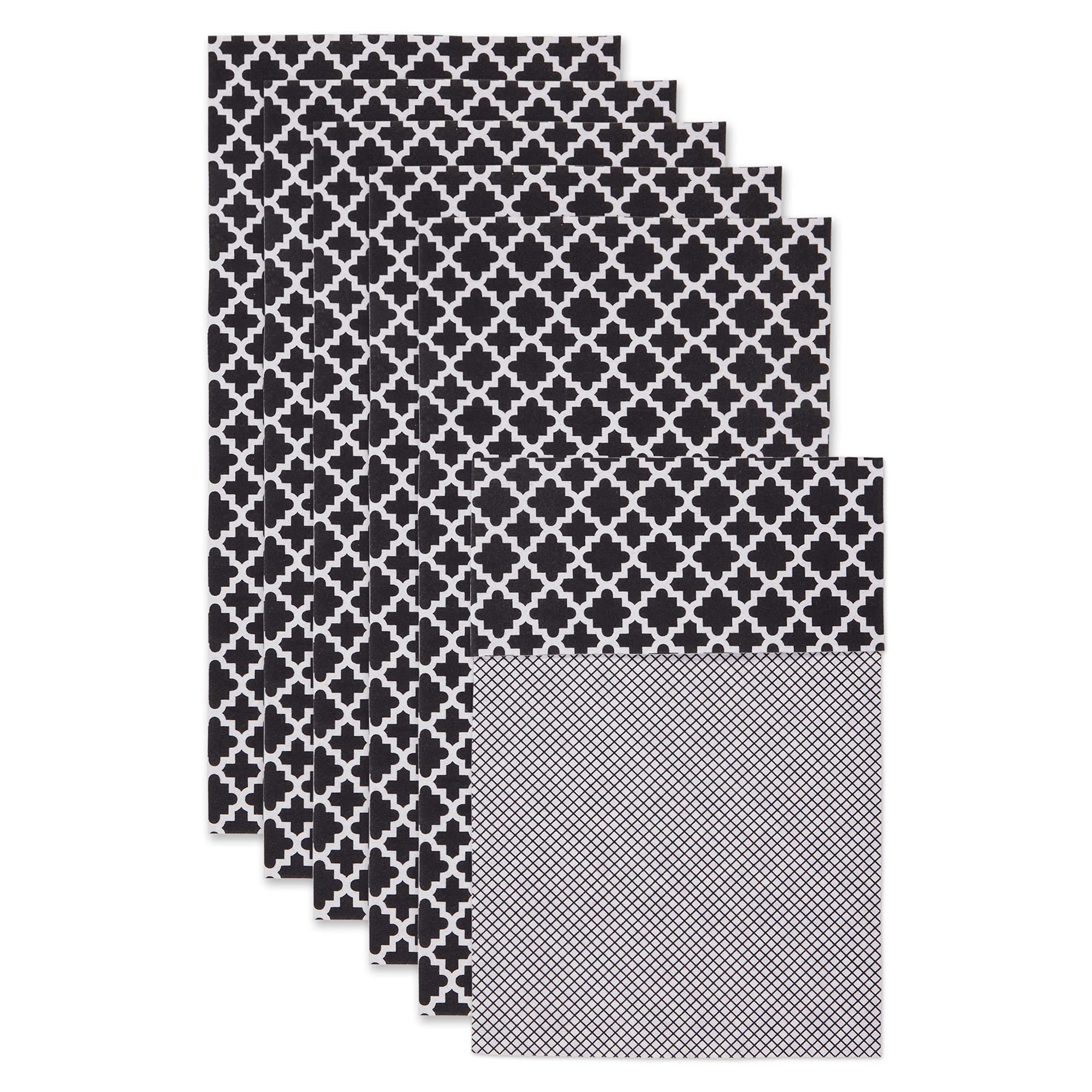 DII Fridge Liner Collection Non-Adhesive, Cut to Fit, 12x24, Black Lattice, 6 Piece