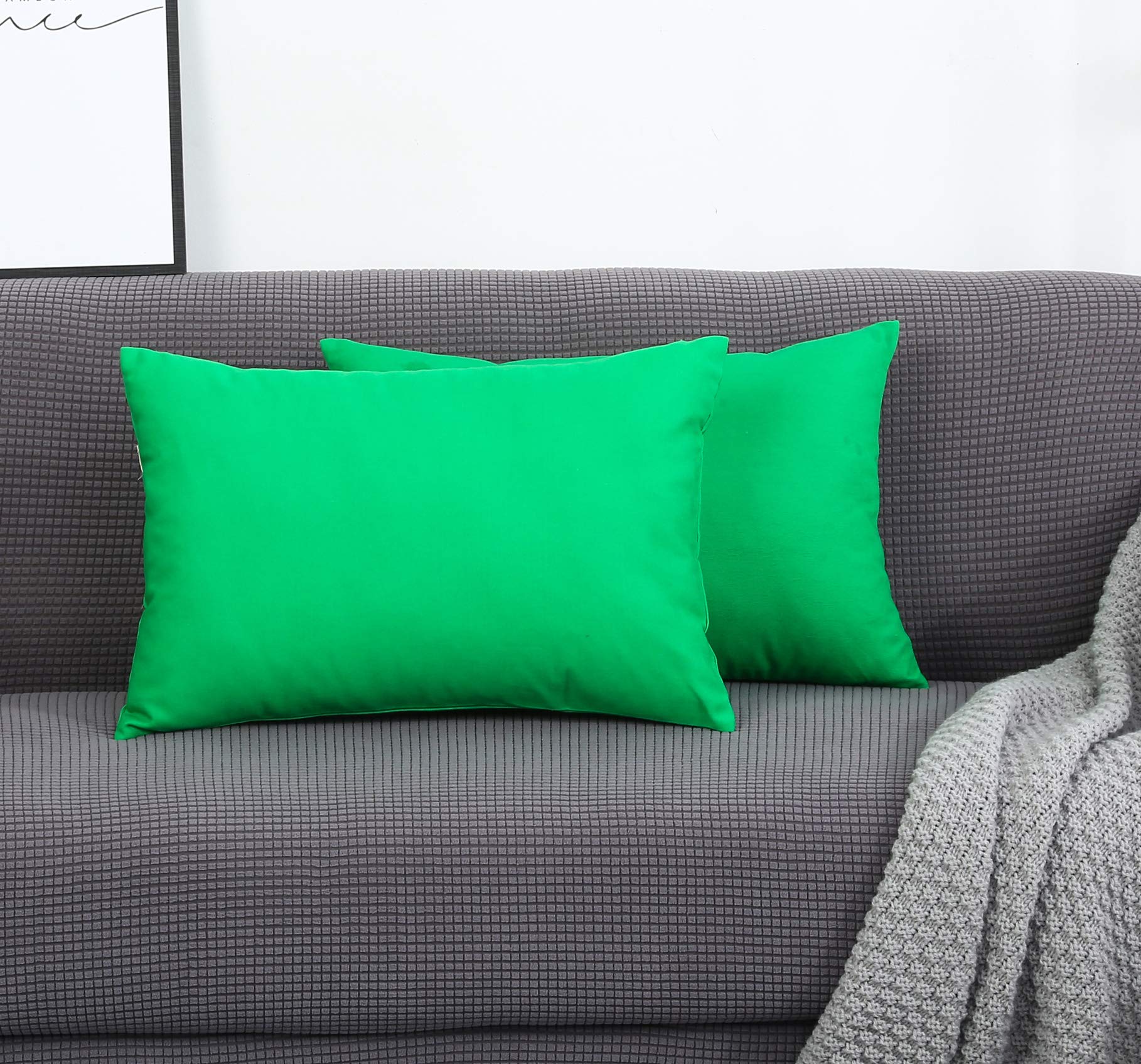 Tangdepot Handmade Decorative Solid 100% Cotton Canvas Throw Pillow Covers/Pillow Shams, (12'X20', Bright Green)