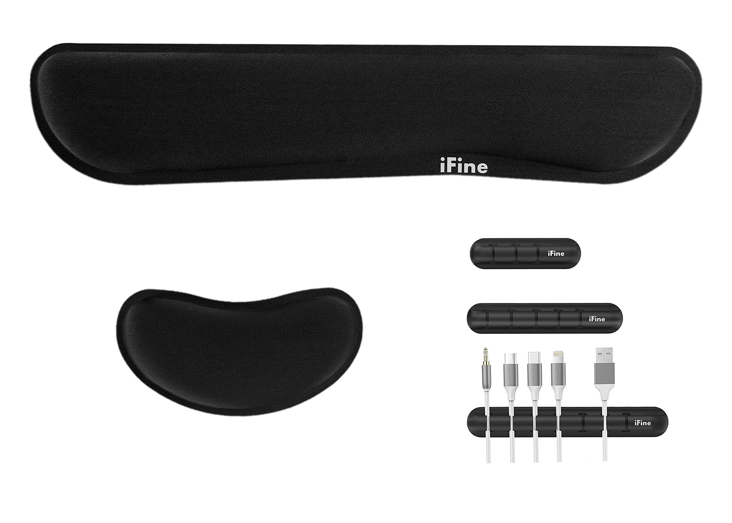 Ifine Upgrade Enlarged Smooth Fabric Memory Foam Keyboard Mouse Wrist Rest Pad Cushion Support For Computer Laptop Mac Office Or