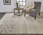 HomeRoots 512574 8 x 10 ft. Ivory Blue & Gray Geometric Hand Knotted Rectangle Area Rug