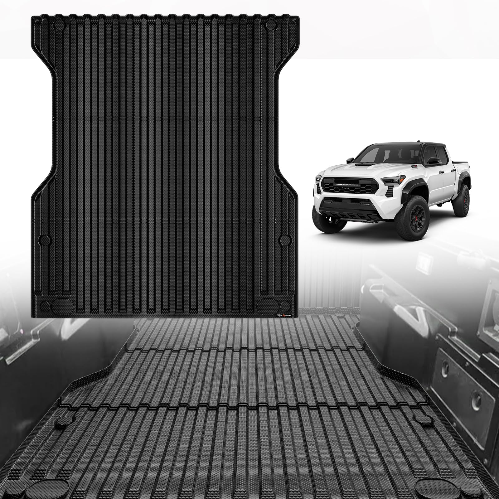 Triplealiners Truck Bed Mat Compatible With 2024 2025 Toyota Tacoma Accessories 5Ft Vehicle Perfectly Flush All Weather Protecti