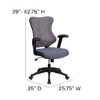 Flash Furniture Kale High Back Designer Gray Mesh Executive Swivel Ergonomic Office Chair with Adjustable Arms