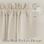 Ryb Home Sheer Curtains Linen Textured Semi Sheer Draperies Light Glare Filtering Privacy Sheer Backdrop For Bedroom Living Room