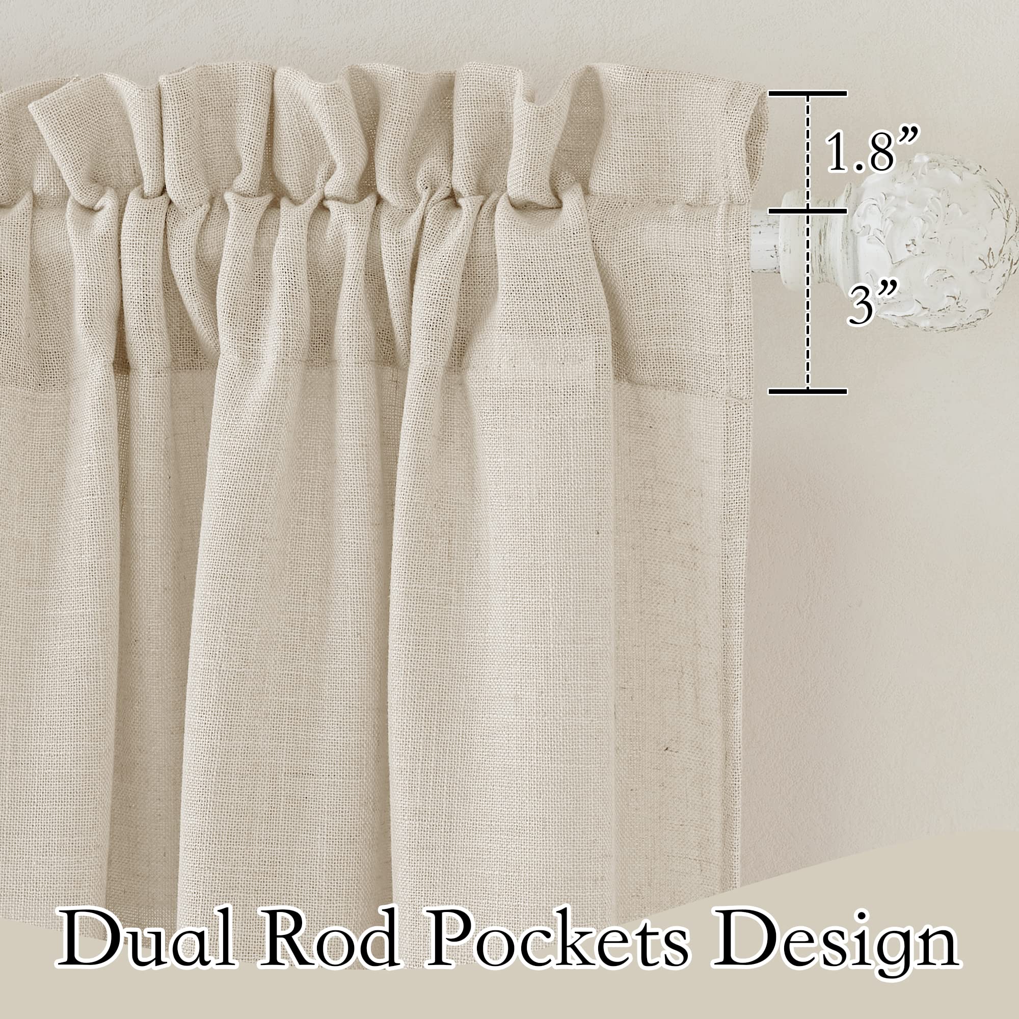 Ryb Home Sheer Curtains Linen Textured Semi Sheer Draperies Light Glare Filtering Privacy Sheer Backdrop For Bedroom Living Room