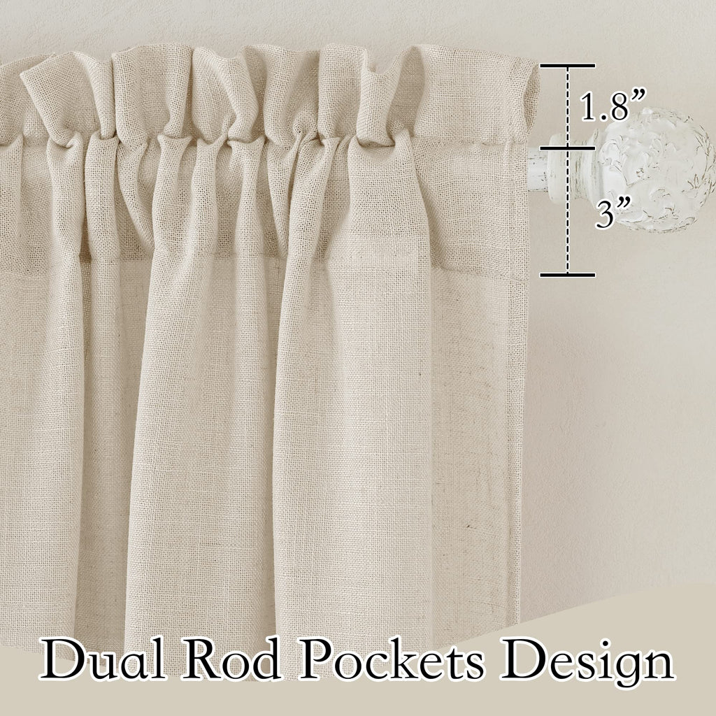 Ryb Home Semi Sheer Curtains - Linen Sheer Curtains Privacy Window Decor For Living Room Home Office Cafe Bay Window, Beige, 52