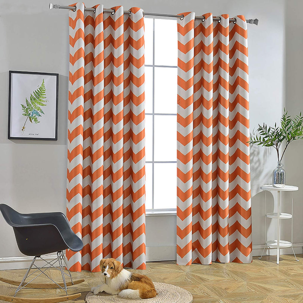 Melodieux Fashion Chevron Curtains for Living Room Dining Room, Darkening Blackout Grommet Top Window Drapes Soundproof Thermal 