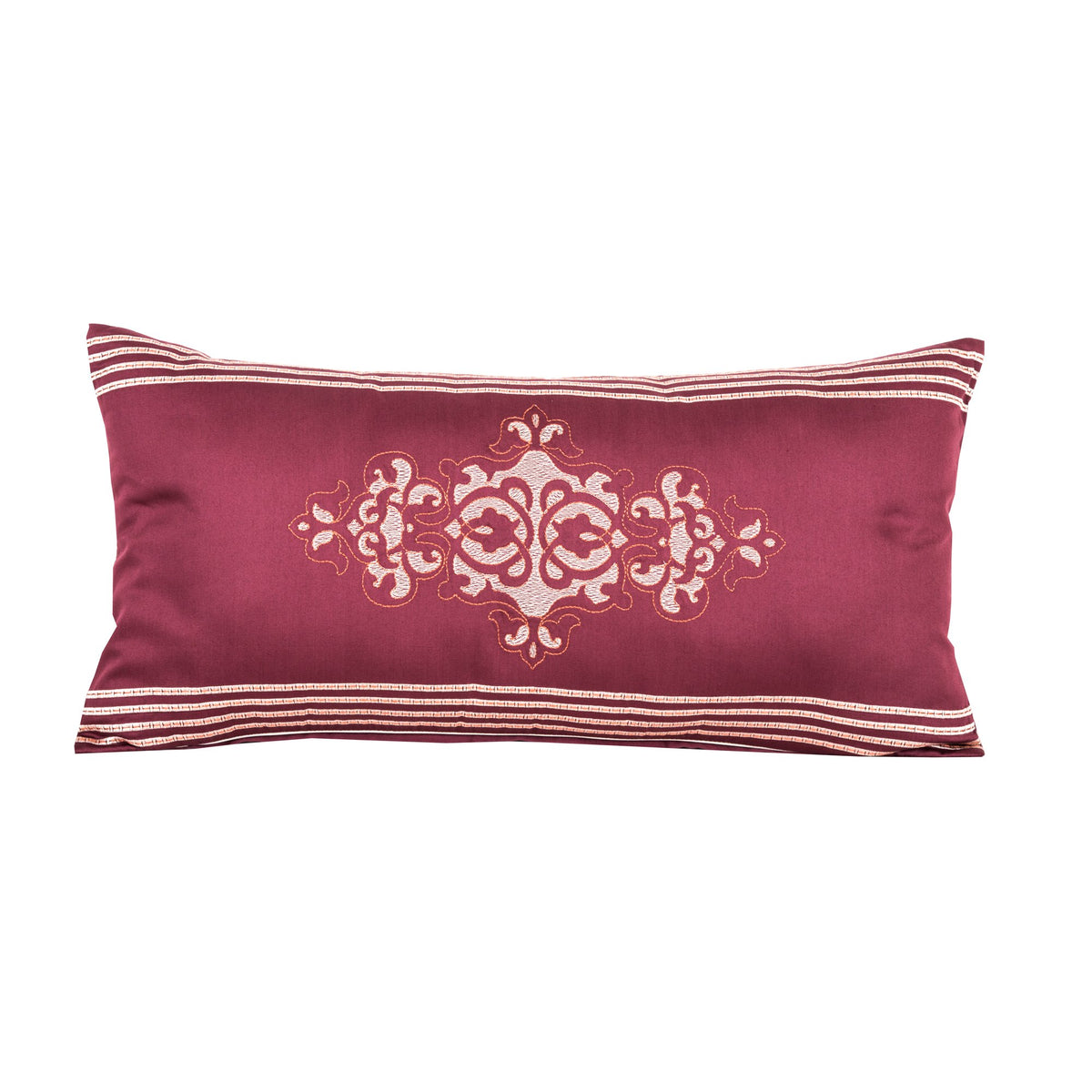 Maspar Vintage Bijoux Amour Embroidered Cotton Cushion Cover  13X23, Red