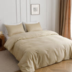 Heimenaogo Egyptian Cotton Duvet Cover Queen Size Sateen Weave, Silky Soft And Breathable Bedding Set With Zipper Closure, Long