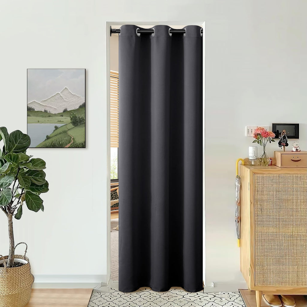 Bgment Dark Grey Door Curtain 80 Inch Length For Doorway, Bedroom Closet Curtain, Privacy Thermal Insulated Blackout Grommet Room Divider For Room Separation, 1 Panel, 42 Inch Wide