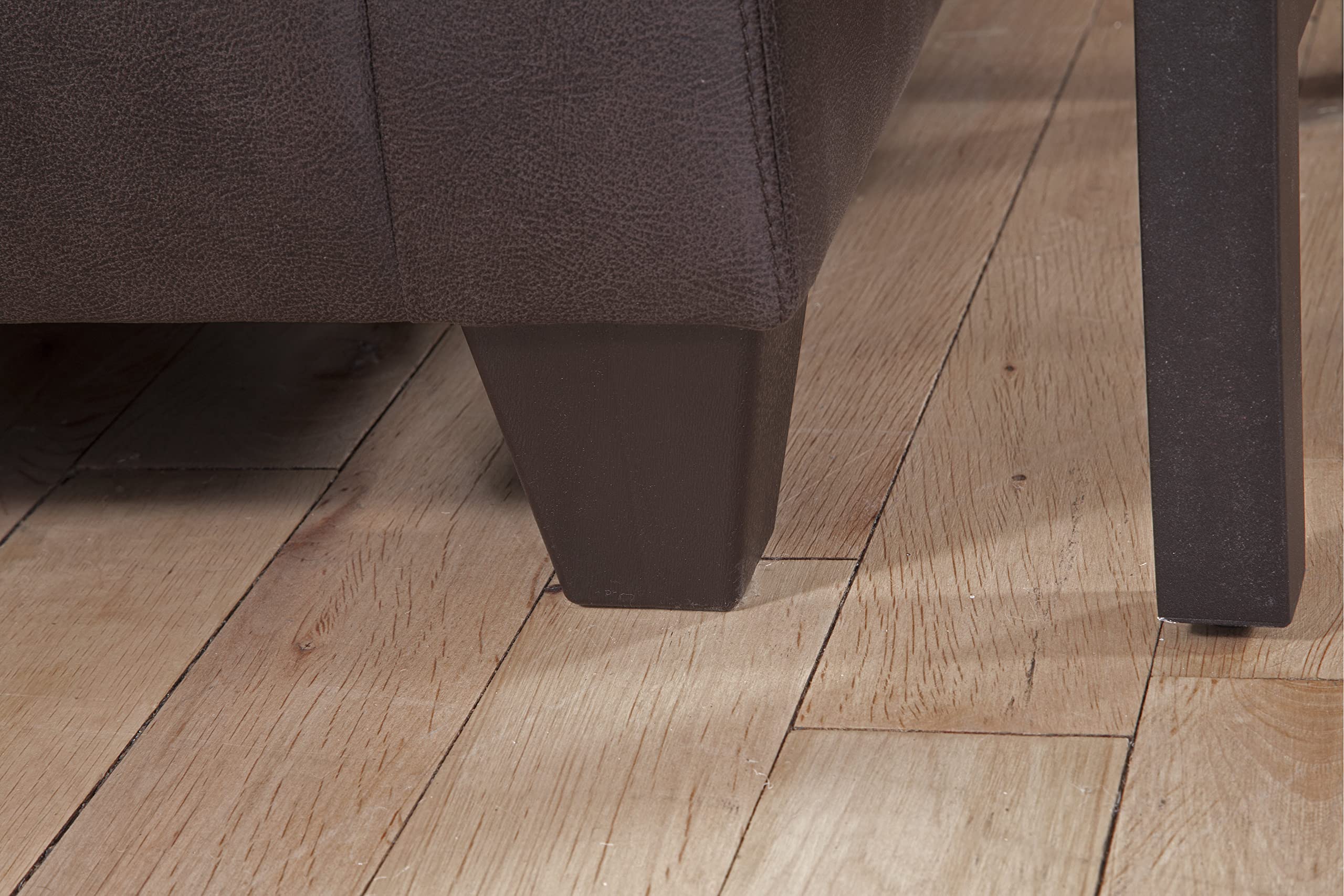 American Furniture Classics Model 8-010-A7V2 Square Arm Sofa In Pinto Brown Faux Leather With Two Accent Pillows