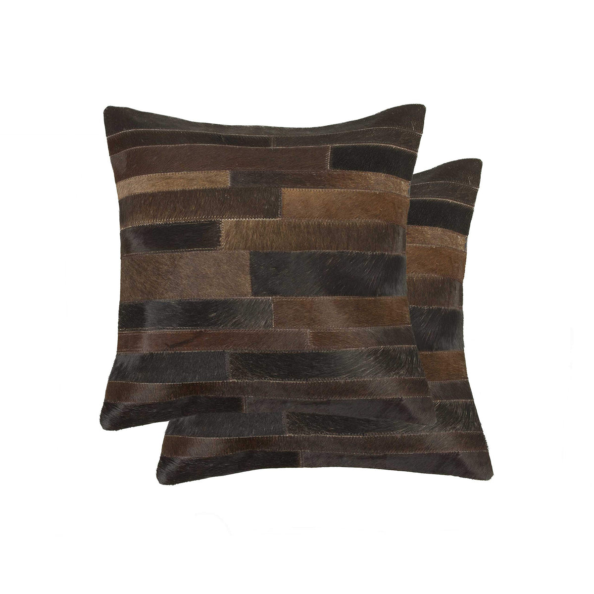 HomeRoots Cowhide, Microsuede, Polyfill 18' X 18' X 5' Chocolate 2 Pack Pillow