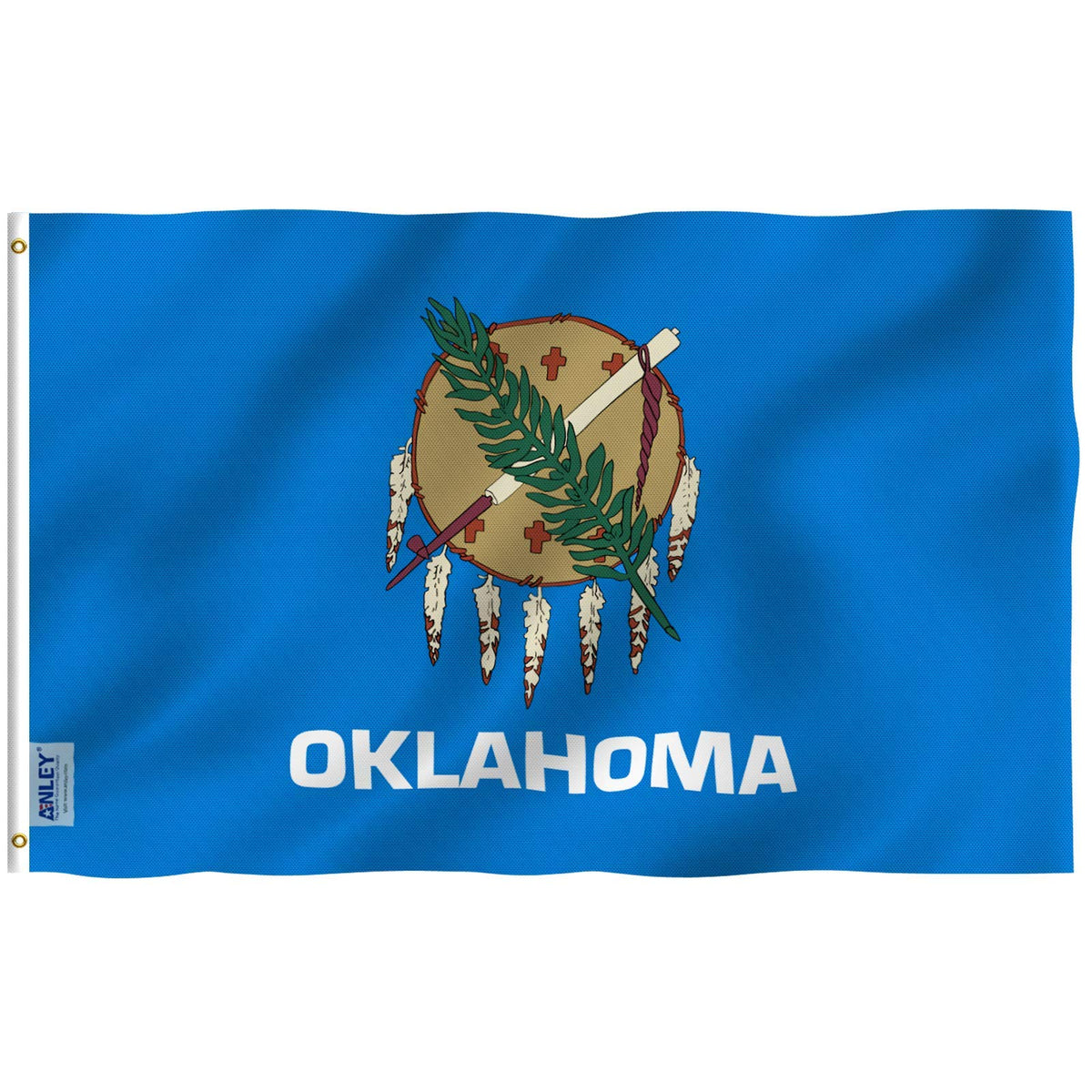 Anley Fly Breeze 3X5 Foot Oklahoma State Flag - Vivid Color And Fade Proof - Canvas Header And Double Stitched - Oklahoma Ok Fla