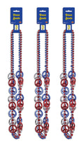 Beistle , 9 Piece Patriotic Peace Sign Beads, 36', Red/Silver/Blue