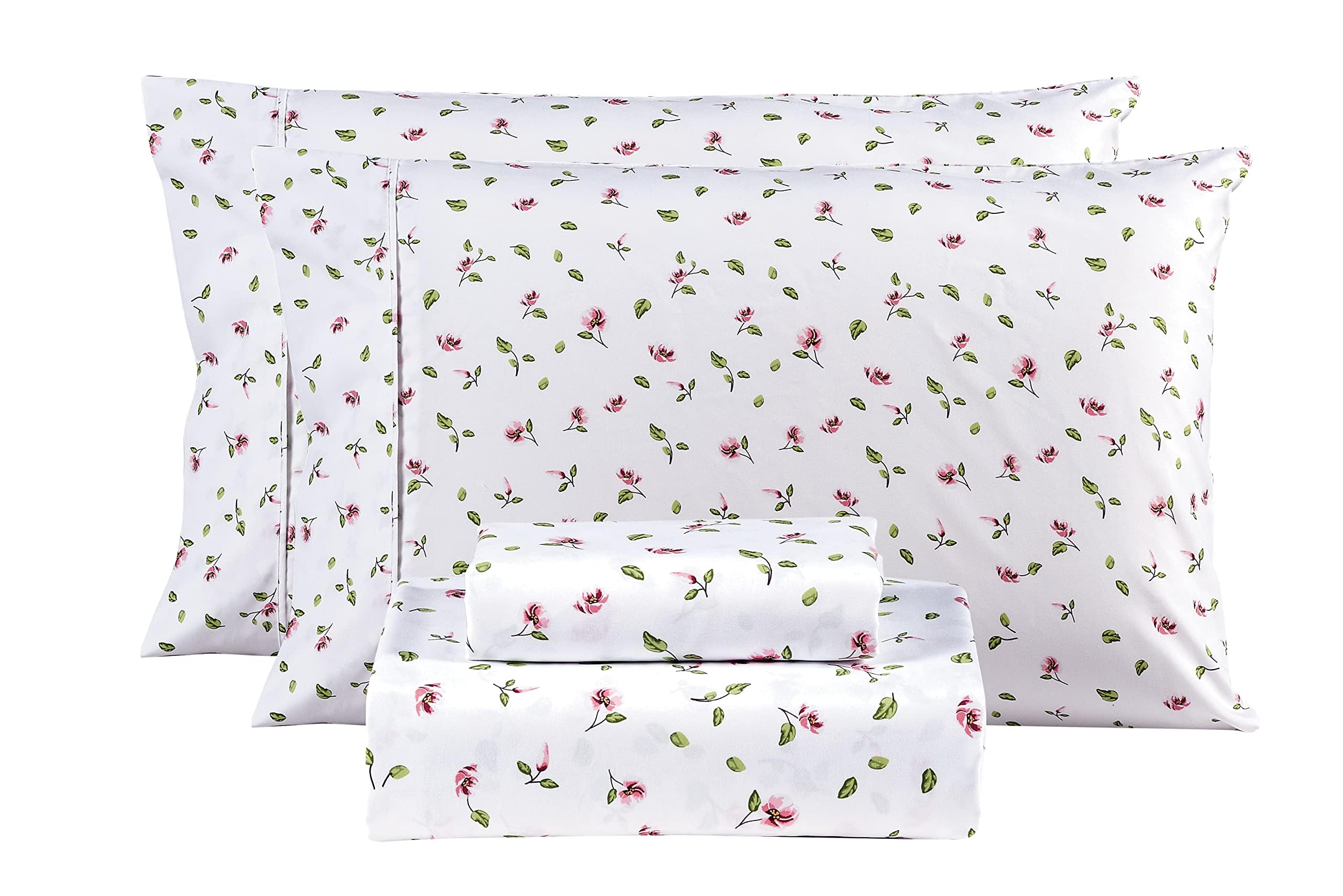 Mooreeke Floral Full Sheets, Soft Breathable Microfiber Printed Bed Sheet Set, Deep Pocket Non-Slip Fitted Sheet Included, Flowe