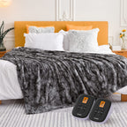 Woomer [5 Year Warranty] Heated Blanket Queen Size Electric Blanket 84'X 90', Faux Fur Fast Heating, 10 Heating Levels & 0.5-1