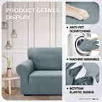 Znsayotx 1 Piece Jacquard Couch Covers For 3 Cushion Couch High Stretch Sofa Cover For Pets Dogs Anti Slip Extra Large Sofa Slipcovers Furniture Protector (X-Large, New Pattern Light Grey)