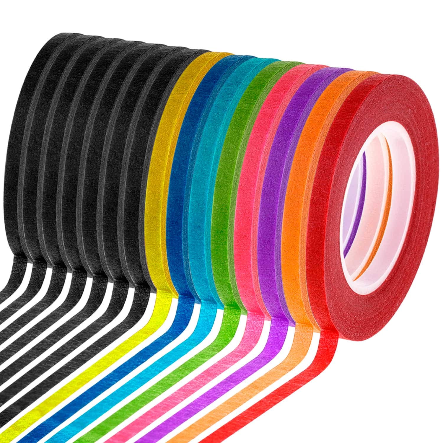 Cridoz 15 Rolls 1/8 Whiteboard Thin Tape Pinstripe Art Tape Dry Erase Board Grid Tape Lines Pinstriping Electrical Marking Tape,