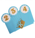 My Party Suppliers My First Year Blue Glitter Baby Photo Frame/Monthly Banner with String for Picture/Kids Thickened Kraft Card