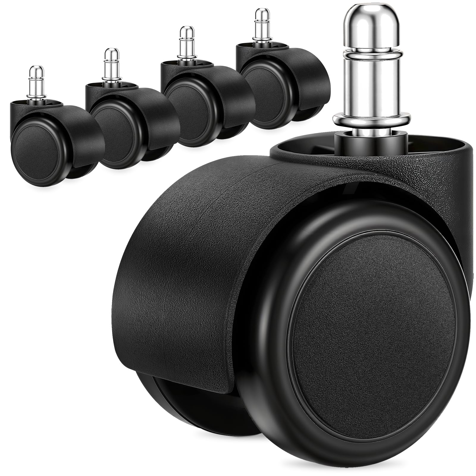 2 Inch Office Chair Casters Wheels Heavy Duty, 5 pcs Chair Wheel Replacement, Mute Rubber Rotating Desk Chair Wheels for All Flo
