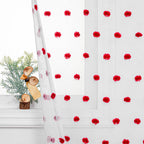 Mysky Home 95 Inch Long Christmas Curtains For Living Room Sliding Door Red Pom Pom White Shher Curtains For Bedroom Large Window Panels Dining Room Rod Pocket Privacy Protect 2 Sets 52' X 95'