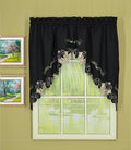 Today'S Curtain Verona Reverse Embroidery Swag, 38', Black/Rose, 60' W X 38' L