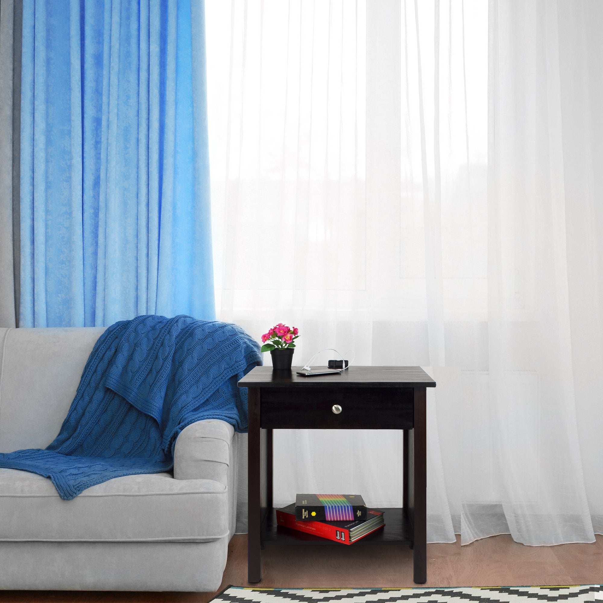 Casual Home Vanderbilt Nightstand With Usb Ports-Espresso , 17 In X 24 In X 27 In