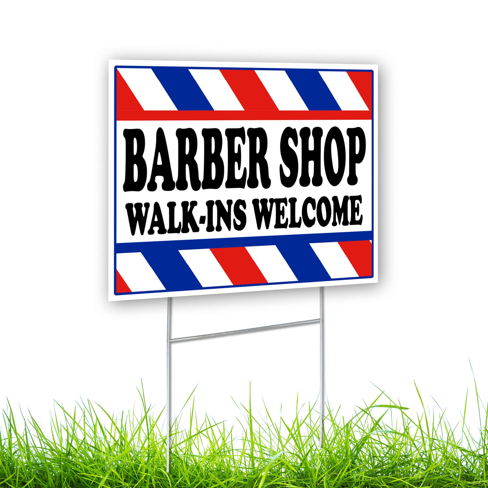 Barber Shop Sign - 16 X 12 Double Sided Walk Ins Welcome Barber Sign - Barbershop Signs Outdoor - Barber Shop Grand Opening Sign