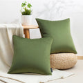Phantoscope Pack Of 2 Velvet Decorative Throw Decorative Pillow Cover Soft Solid Square Cushion Case For Couch Olive Green 20 X