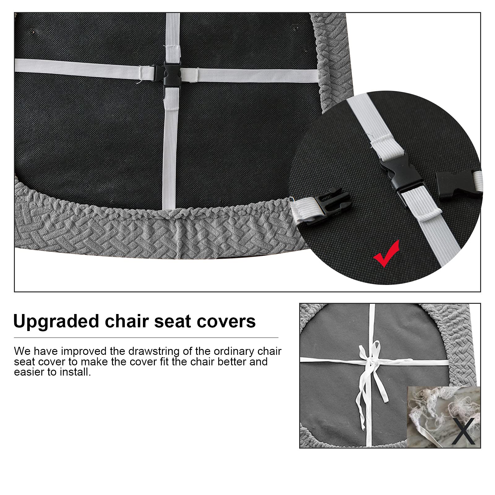 Genina Waterproof Seat Covers For Dining Room Chairs, Kitchen Chair Covers Slipcovers (Grey, 4 Pcs)