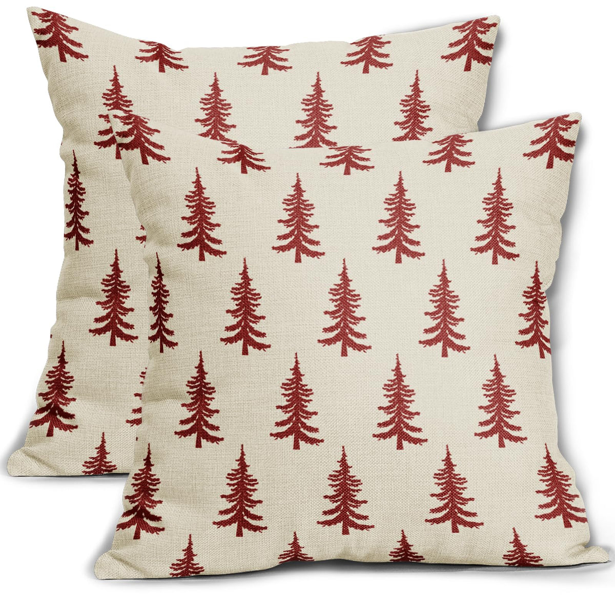 Aytipun Red Christmas Tree Pillow Covers 20X20 Set Of 2 Xmas Rustic Style Winter Print Decorative Outdoor Pillowcases Farmhouse