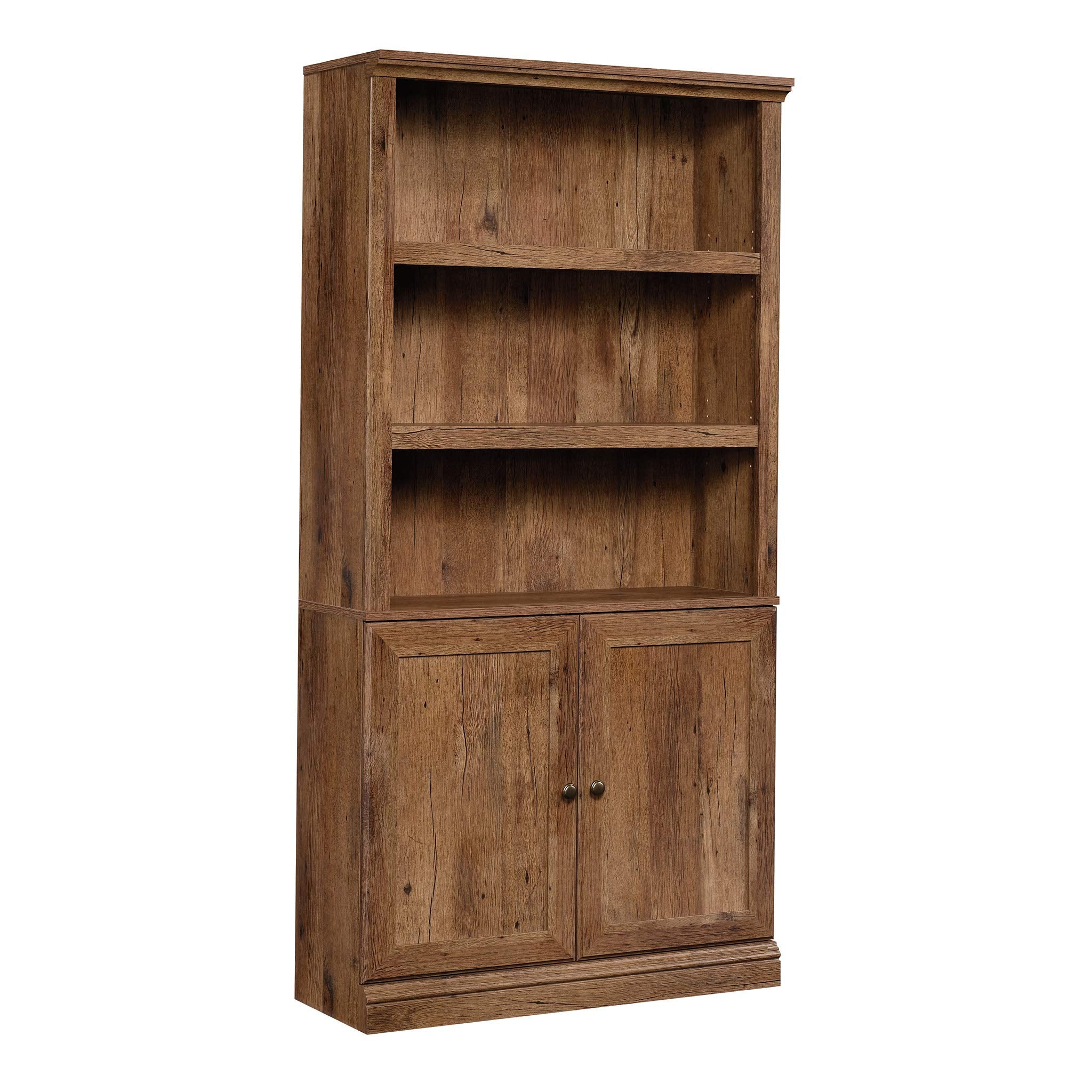 Sauder Select Book Shelf, Bookshelf with Storage, Library Bookcase with Doors and Adjustable Shelves, in Vintage Oak