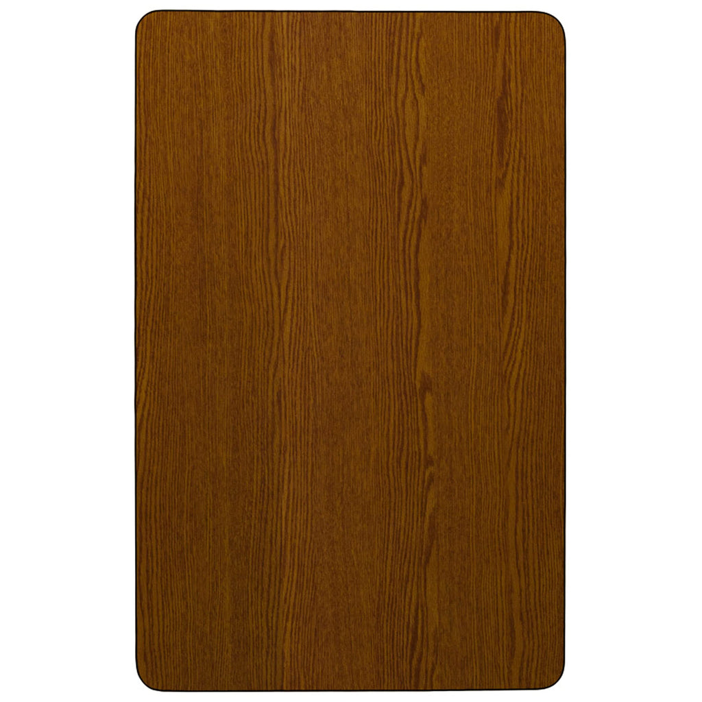 Flash Furniture Wren 24''W x 48''L Rectangular Oak HP Laminate Activity Table - Height Adjustable Short Legs