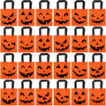 Boao 24 Pieces Halloween lantern Pumpkin Tote Bags, 8 by 8 Inches Non woven Candy Goody Bags for Halloween Party Favors Supplies