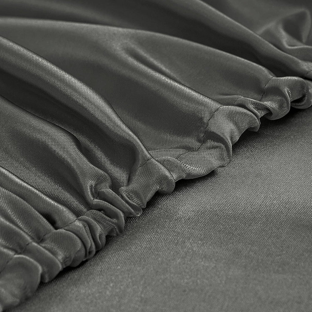 Homiest Dark Grey Satin Fitted Sheet King Size Fitted Bed Sheet, Deep Pocket Fitted Sheet Only, Luxury & Ultra Soft Bedding Fitted Sheet Single Bottom Bed Sheets Sold Separately