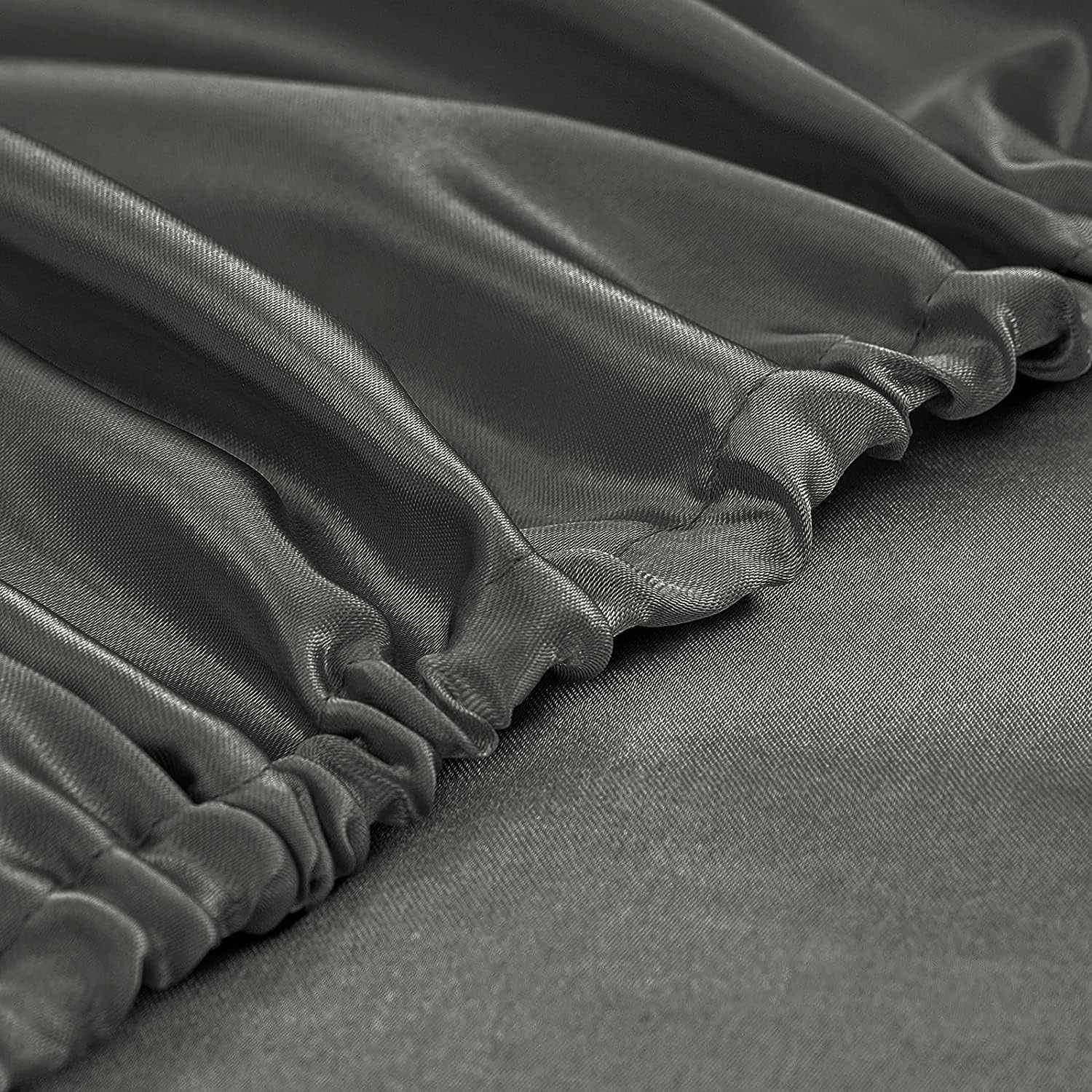 Homiest Dark Grey Satin Fitted Sheet Full Size Fitted Bed Sheet, Deep Pocket Fitted Sheet Only, Luxury & Ultra Soft Bedding Fitted Sheet Single Bottom Bed Sheets Sold Separately