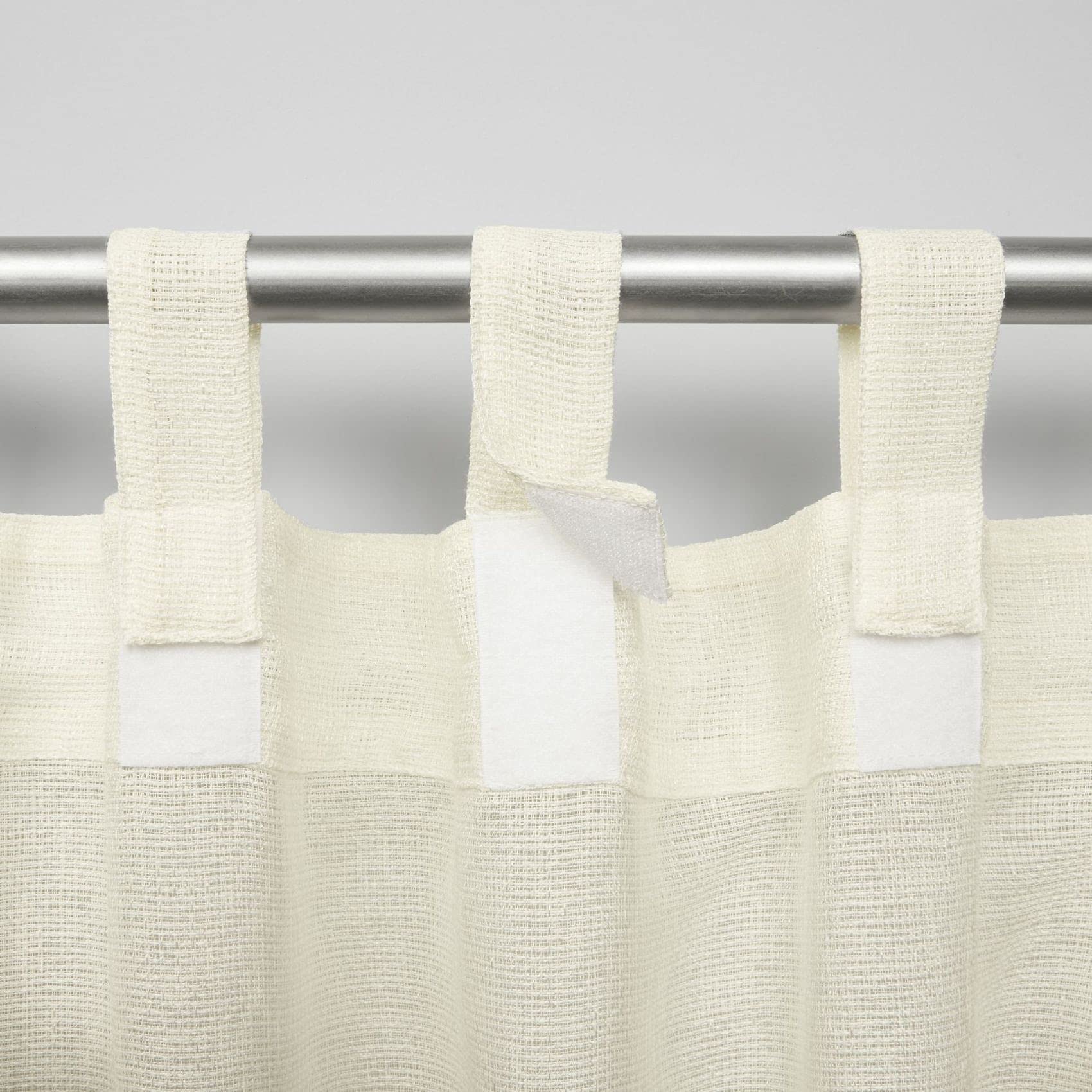 Exclusive Home Miami Semi-Sheer Indoor/Outdoor Hook-And-Loop Tab Top Curtain Panel Pair, 54''X96'', Ivory