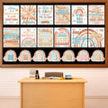 Zoiiwa 19 Pcs Retro Welcome Classroom Posters Retro Groovy Bulletin Board Decoration Retro Groovy Inspirational Quotes Posters B