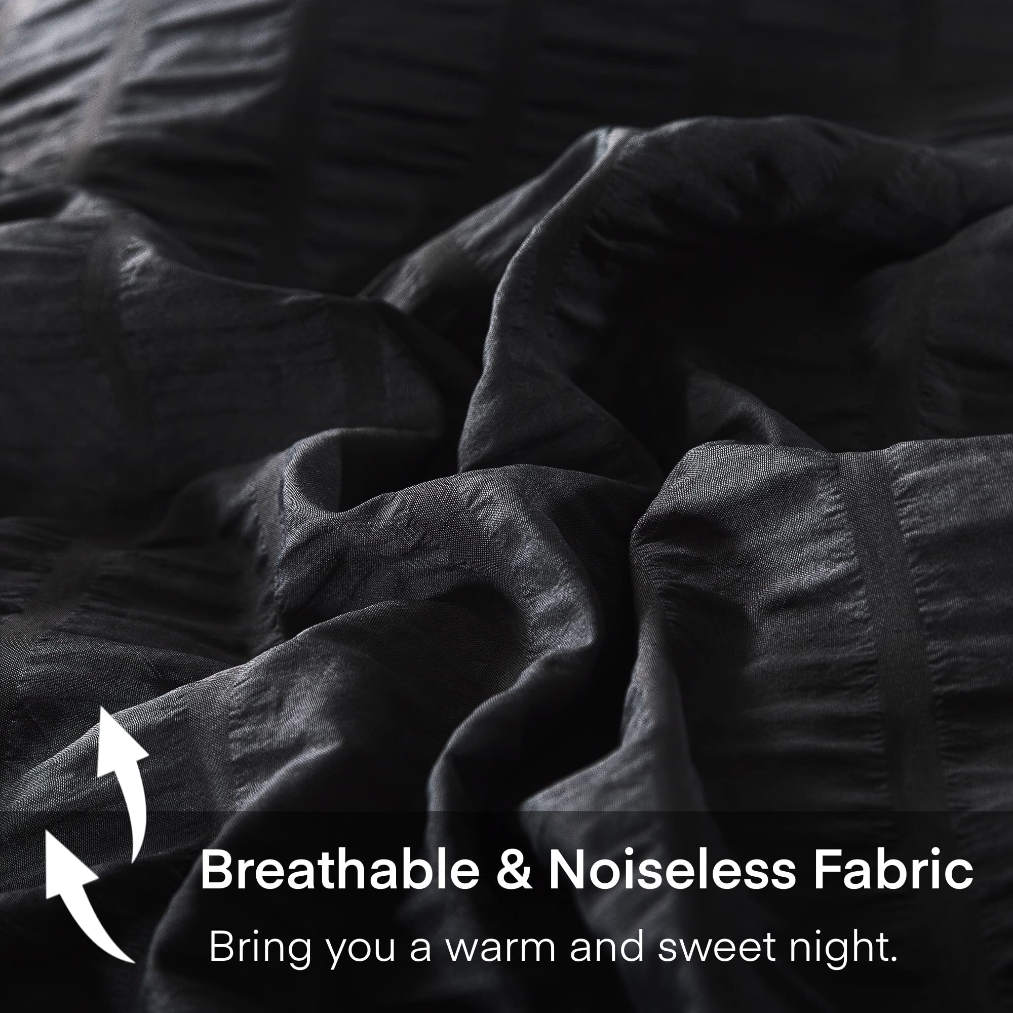 Avelom Black Seersucker Twin/Twin Xl Comforter Set (68X90 Inches), 2 Pieces-100% Soft Washed Microfiber Lightweight Comforter With 1 Pillowcase, All Season Down Alternative Comforter Set For Bedding