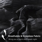 Avelom Black Seersucker Twin/Twin Xl Comforter Set (68X90 Inches), 2 Pieces-100% Soft Washed Microfiber Lightweight Comforter With 1 Pillowcase, All Season Down Alternative Comforter Set For Bedding