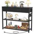 Ecoprsio Entryway Table with Outlets and USB Ports, Console Table with 2 Drawers, Small Sofa Table with Storage Shelves for Livi
