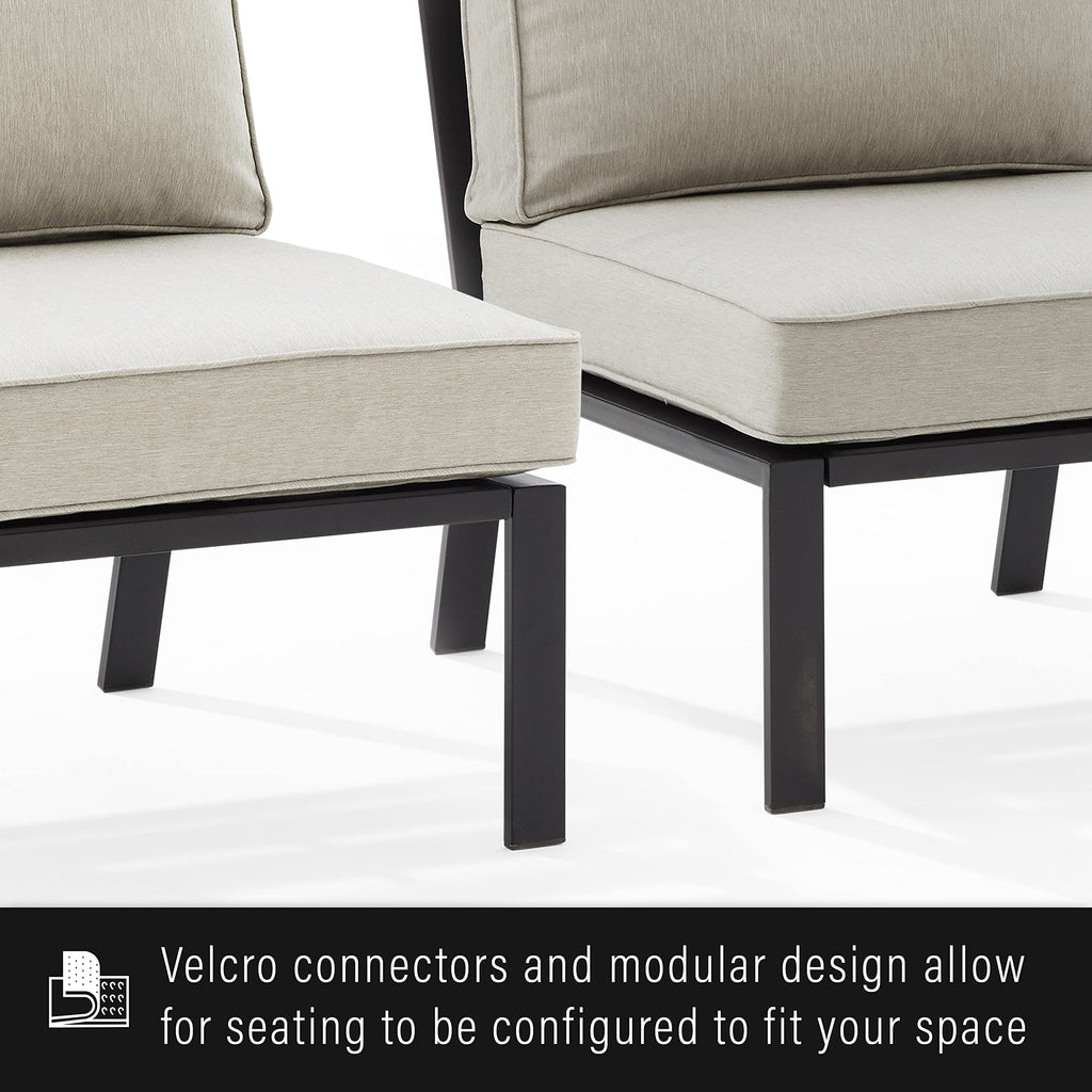 Crosley Furniture Ko70371Mb-Te Clark Outdoor Metal Sectional Right Side Loveseat, Matte Black With Taupe Cushions