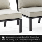 Crosley Furniture Ko70371Mb-Te Clark Outdoor Metal Sectional Right Side Loveseat, Matte Black With Taupe Cushions