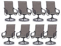 Phi Villa Patio Swivel Dining Chairs Set Of 8, Outdoor Metal Chair With Textilene Mesh Fabric, Patio Gentle Rocker Chair, Black Frame For Patio Deck Garden