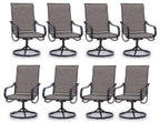 Phi Villa Patio Swivel Dining Chairs Set Of 8, Outdoor Metal Chair With Textilene Mesh Fabric, Patio Gentle Rocker Chair, Black Frame For Patio Deck Garden