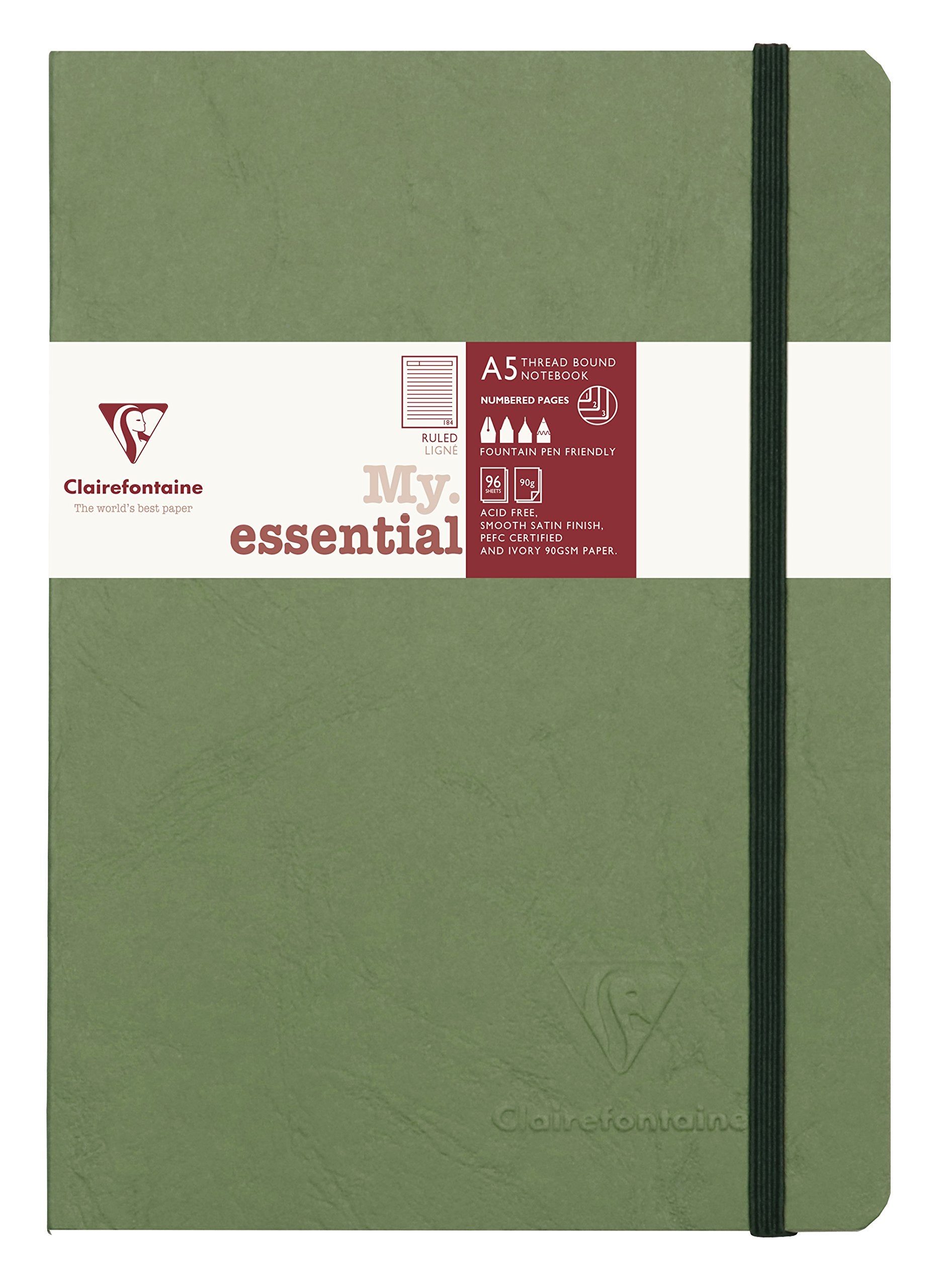 Clairefontaine - Ref 793463C - Age Bag Thread-Bound Notebook (192 Pages) - A5 Size, Lined Rulings, 90Gsm Brushed Vellum Paper, E
