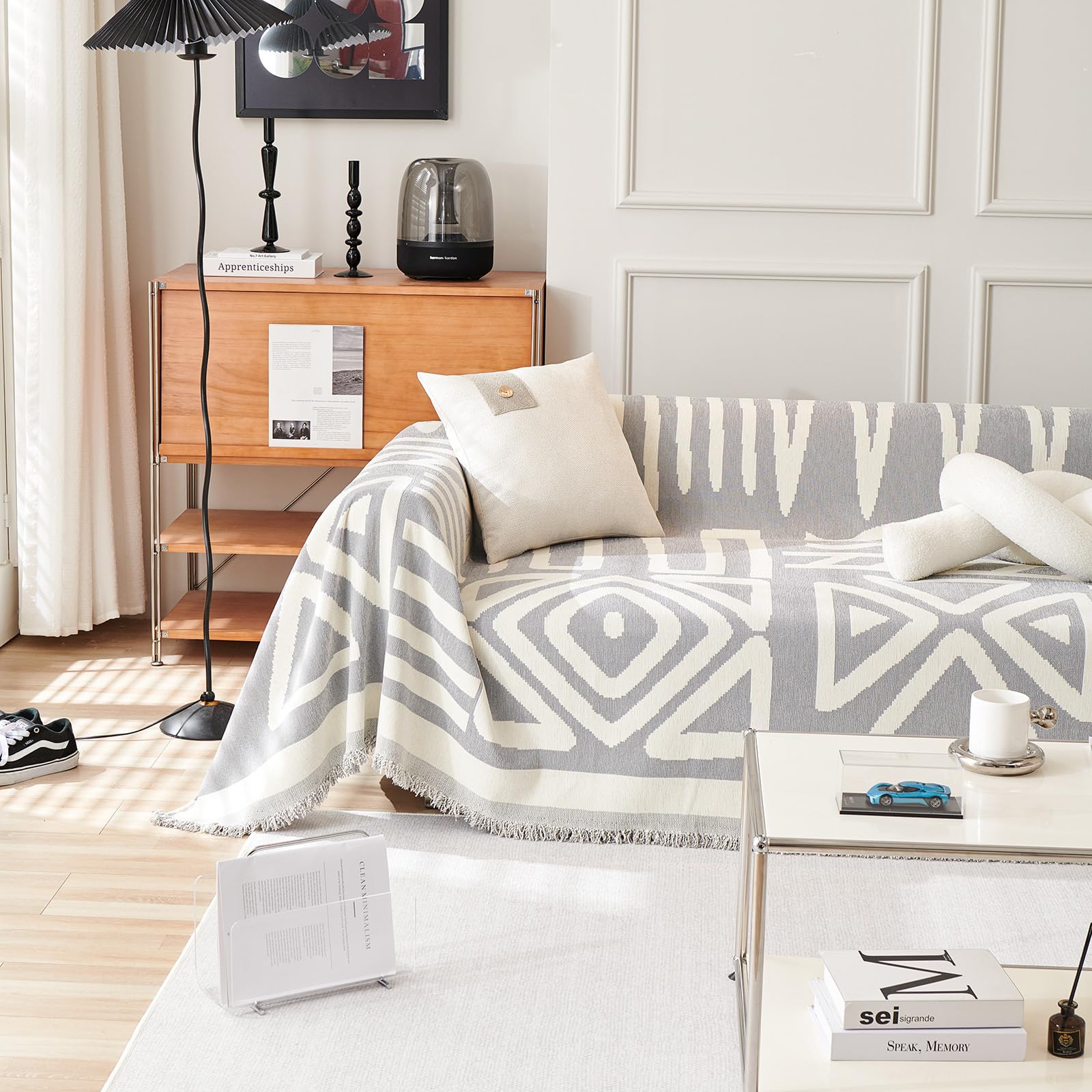 Handontime Grey Sofa Cushion Covers Boho Couch Sofa Covers Dog Couch Cover For Sofa Chenille Couch Sofa Slipcover For Pets Sofa Cover Thick Washable Sectional Slip Covers For Sofas/Couches 71' X150'