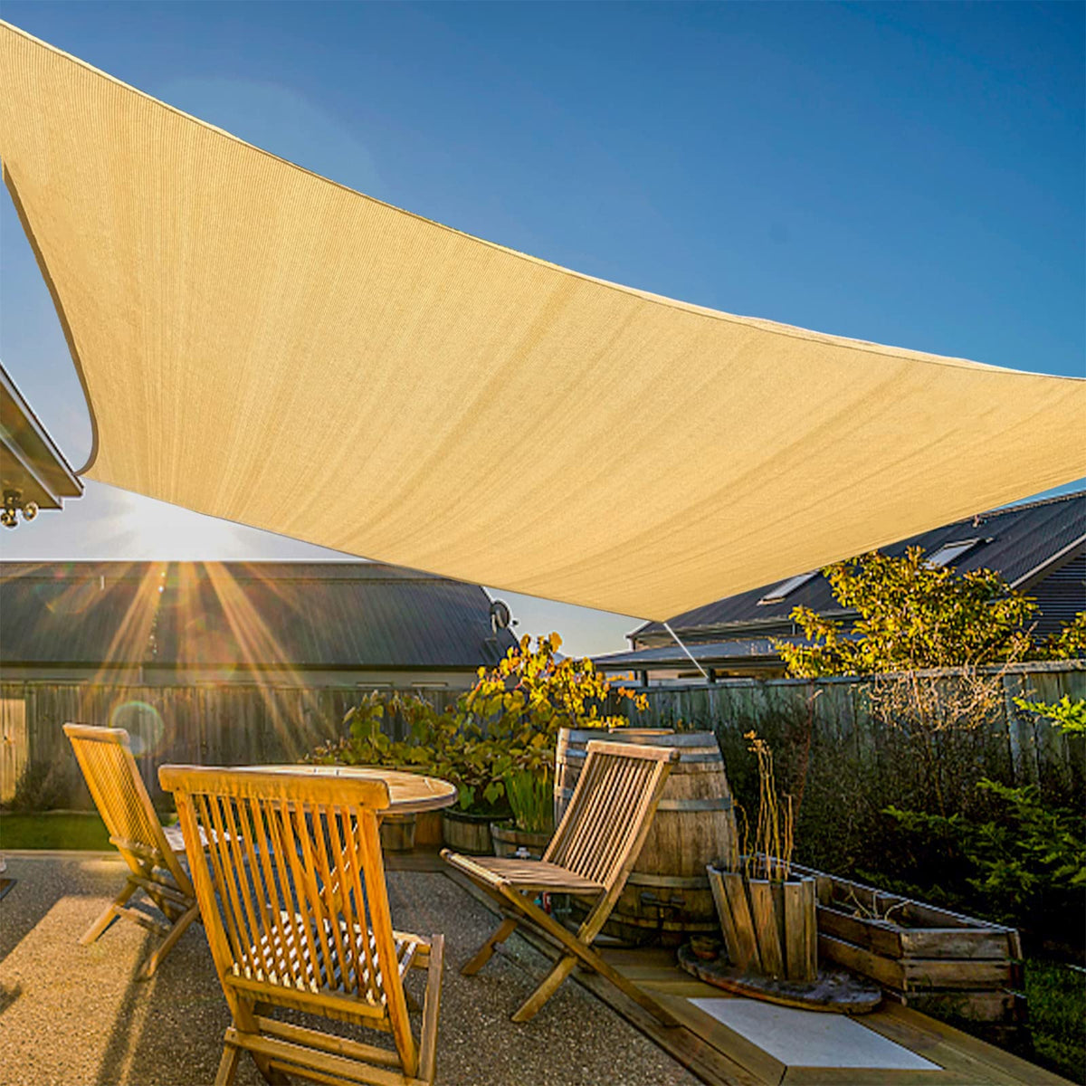 Artpuch Shade Sails 185Gsm Rectangle Shade Sail Uv Block For Patio Garden Outdoor Facility (16'X20', Sand)